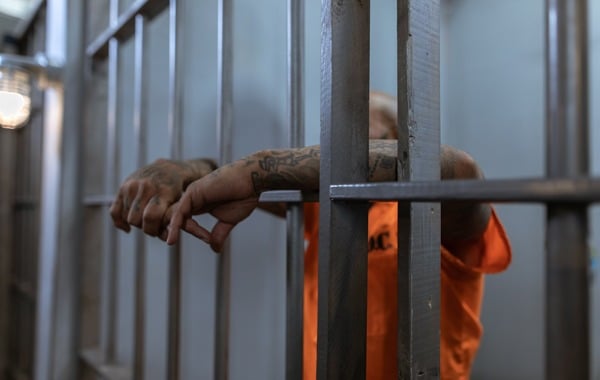 Person in orange shirt holding brown wooden