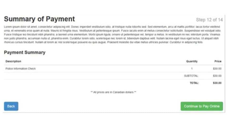 Summary of Payment